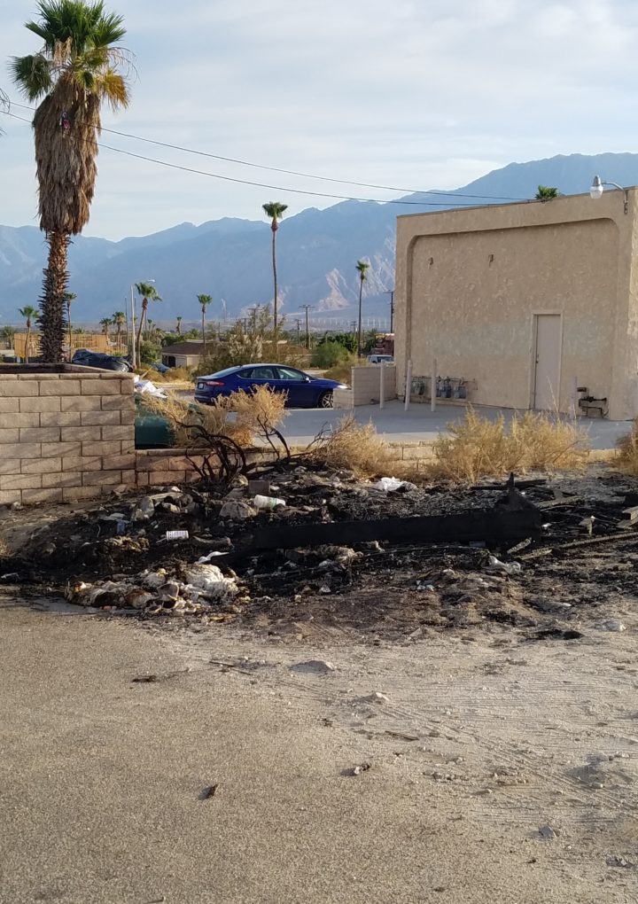 Weeks After Alley Fire, Charred Remains Still Laying There…. Thanks City of Desert Hot Springs!