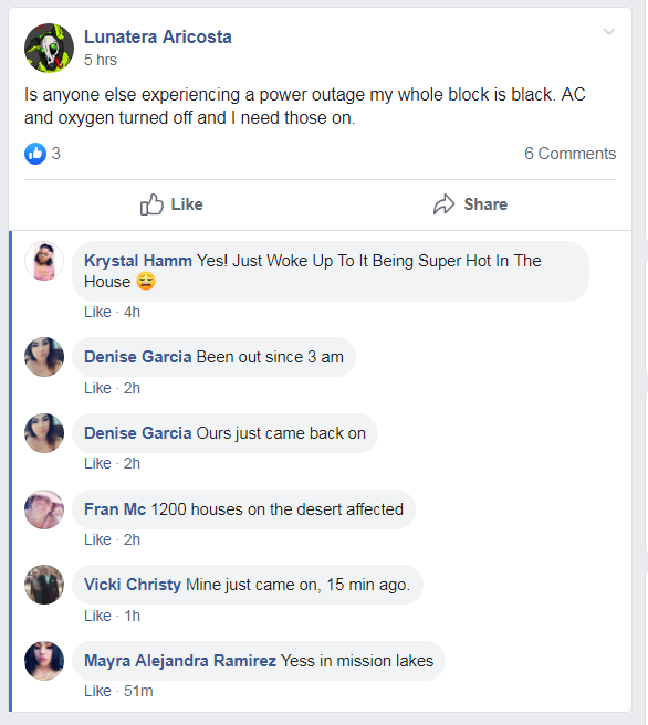 Power Outage Hits Hundreds Of Homes In Desert Hot Springs Independent